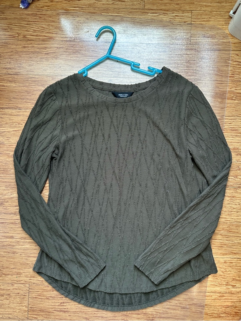Simply Vera Vera Wang Olive Green Textured Long-Sleeve Top